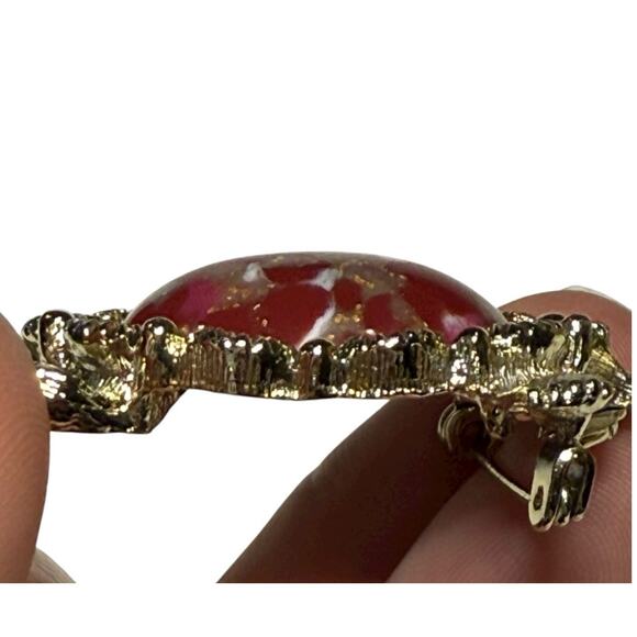 Gerry’s Turtle Brooch Lucite Gold Tone Oval Cabochon Vintage Tortoise Belly Pin - Picture 6 of 11